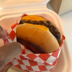 Biggie's Burgers - Burnt bun tiny $ 9.00 burger one slice of extra cheese!