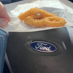 Bag of onion rings Half eaten