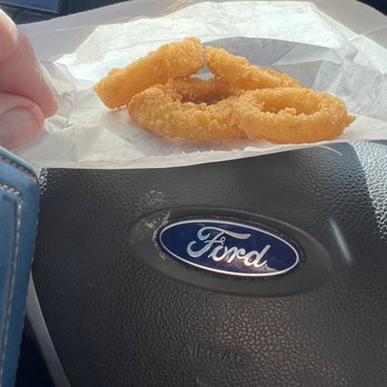 Bro’kin Yolk Express - Bag of onion rings Half eaten - Breakfast & Brunch Near Me - Calgary, Alberta