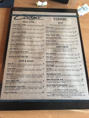 Menu photo 7 Cody's Bridgeport, WV