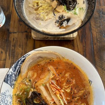Tsuruya - Black garlic tonkotsu (top), spicy tonkotsu (bottom) - Ramen Near Me - Berkeley, California
