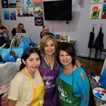The Painters Lounge - Wearing our personalized aprons and enjoying the fun at Painters Lounge. - Party & Event Planning Near Me - Phoenix, Arizona