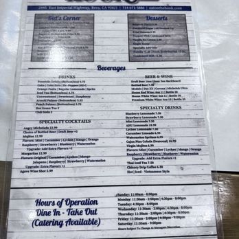 On The Hook - Menu - Cajun/Creole Near Me - Brea, California