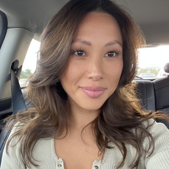 Hair By Mia - Honey brunette color with subtle highlights for dimensions, face framing bangs with long butterfly haircut - Hair Stylists Near Me - El Segundo , California