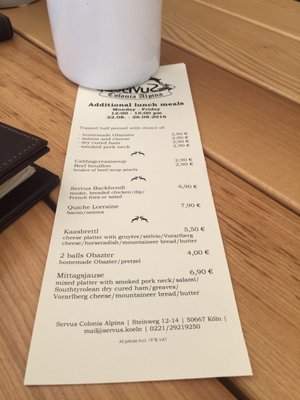 Menu photo 1 Servus Colonia Alpina Cologne, NW