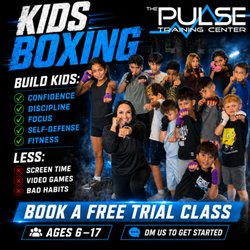 The Pulse Training Center - Kids Boxing Classes are Monday through Thursday at 4:00pm.
The classes are 50 minutes long.