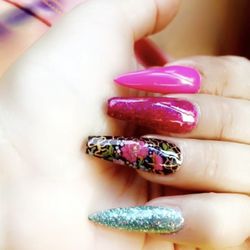 Dippd By Dee - Pink and glitter with teal glitter and foil flower print