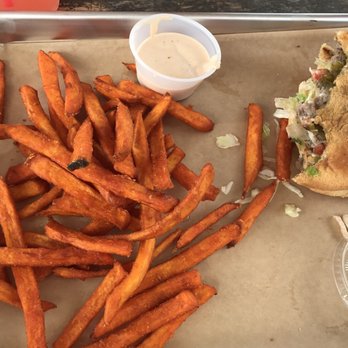 Cow Bells - Blue flame and Spare tire with sweet potato fries! - Burgers Near Me Cow Bells - Blue flame and Spare tire with sweet potato fries! - Burgers Near Me
