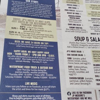 JP Waterfront - The menu - Bars Near Me - Gibraltar, Michigan
