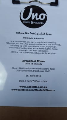 Menu photo 3 Uno Caffe & Pizzeria Brisbane, QLD Menu photo 3 Uno Caffe & Pizzeria Brisbane, QLD