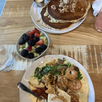 Poppyseed Kitchen - The Grit add shrimp and The Pancake - Breakfast & Brunch Near Me - Fort Mill, South Carolina