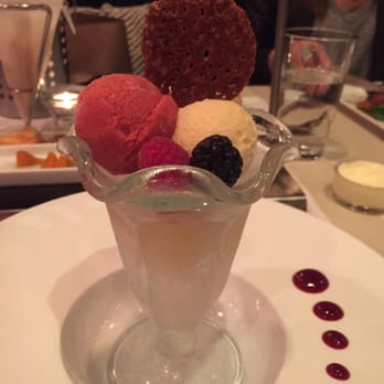 Le Bistro - Strawberry, pear, and mango sorbet - French Near Me - Houston, Texas