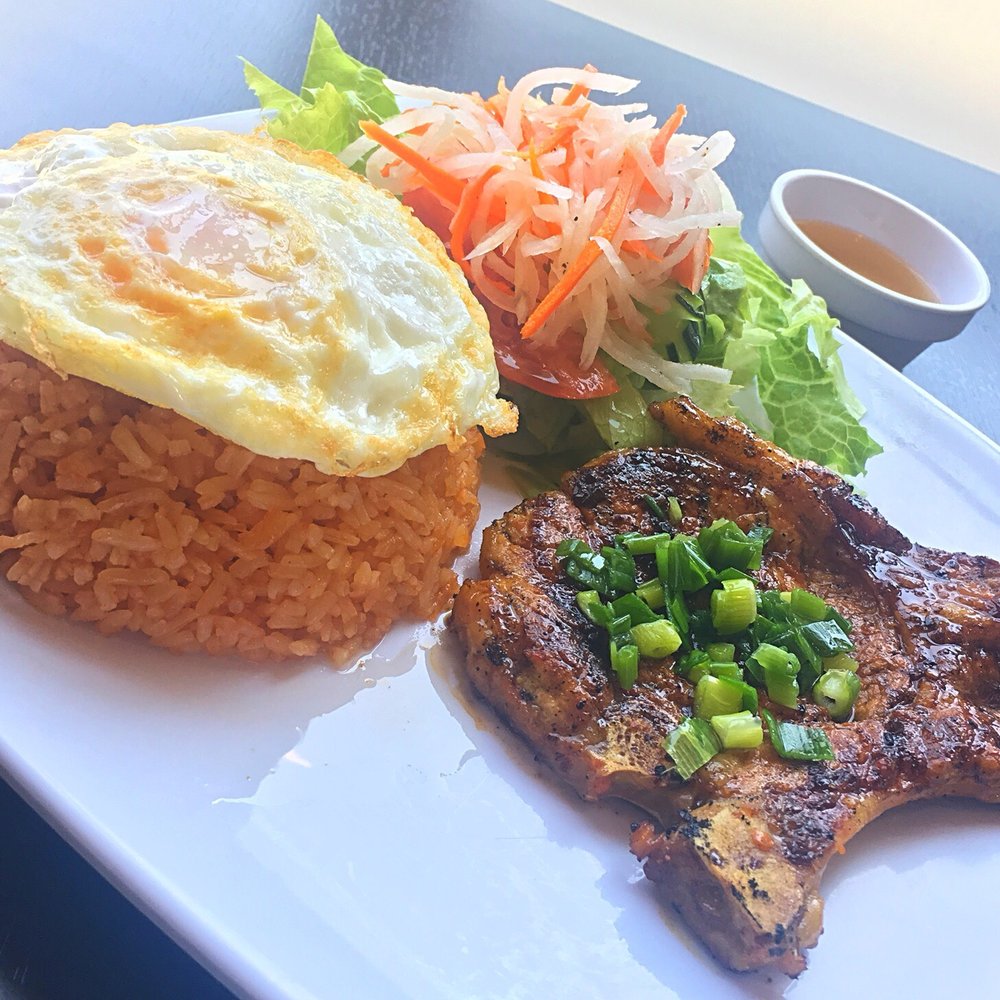 Simply Pho - Porkchop with rice & a fried egg. - Noodles Near Me - Orange, California Simply Pho - Porkchop with rice & a fried egg. - Noodles Near Me - Orange, California