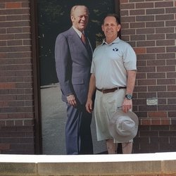 Gerald R Ford Birthsite and Gardens - The gazebo exhibit includes this life-size picture of President Ford.
