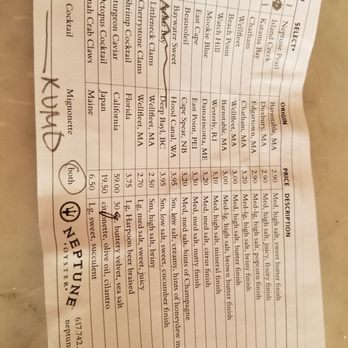 Neptune Oyster - Mah oyster list! - Seafood Near Me - Boston, Massachusetts Neptune Oyster - Mah oyster list! - Seafood Near Me - Boston, Massachusetts