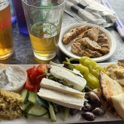 The Public House on the Lake - Mediterranean plate with a side of grilled chicken. This was from the specials menu and was reallyyyyy good!