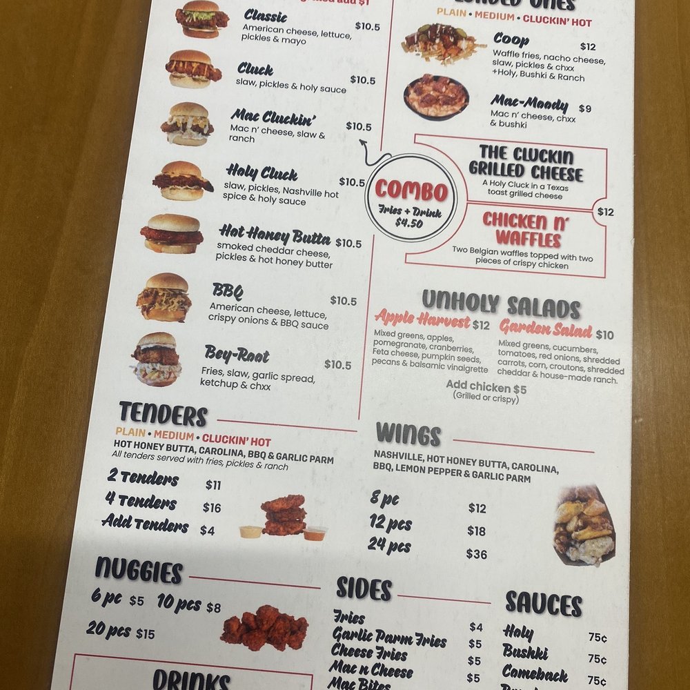 Holy Cluck - Menu - Sandwiches Near Me - Dearborn, Michigan