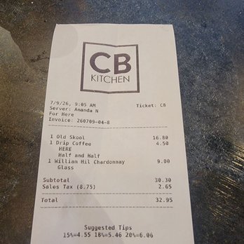 CB Kitchen - July 9 2026 bill - Burgers Near Me - Willows, California