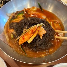 Black Noodle In Iced Soup