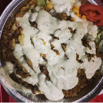 Jones Fried Chicken - Chicken and rice with spicy rice and exxxxxtra white sauce. Yum. - Halal Near Me - Houston, Texas