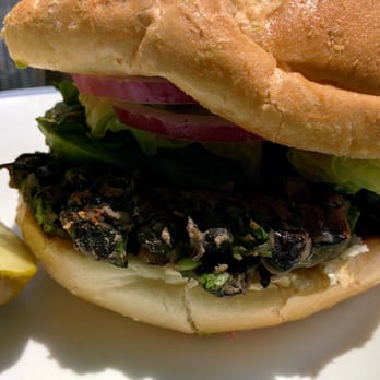 The Buttered Biscuit - Bean Burger [add slice of red onion] - New American Near Me - Bradley Beach, New Jersey