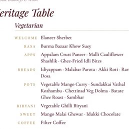 Vegetarian Heritage table thali menu Vegetarian Heritage table thali menu