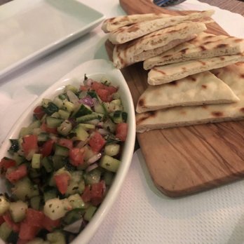 Caspian Restaurant - Bread and salad shirazi - Mediterranean Near Me - Mountain View, California