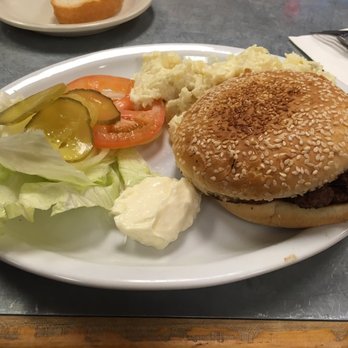 Lafayette Coffee Shop - Hamburger with Potato Salad - American Near Me - San Francisco, California Lafayette Coffee Shop - Hamburger with Potato Salad - American Near Me - San Francisco, California