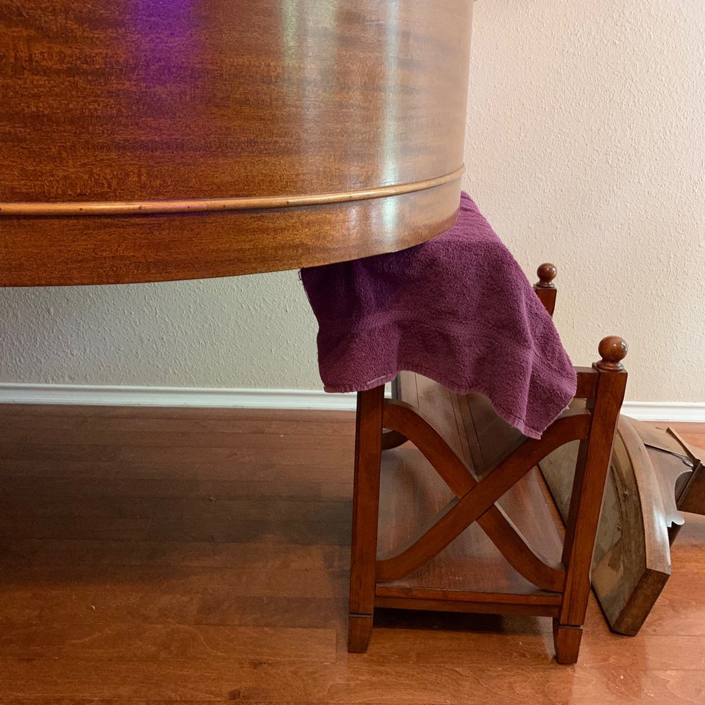 Before, notice the leg on the floor in front of the temporary support. Before, notice the leg on the floor in front of the temporary support.