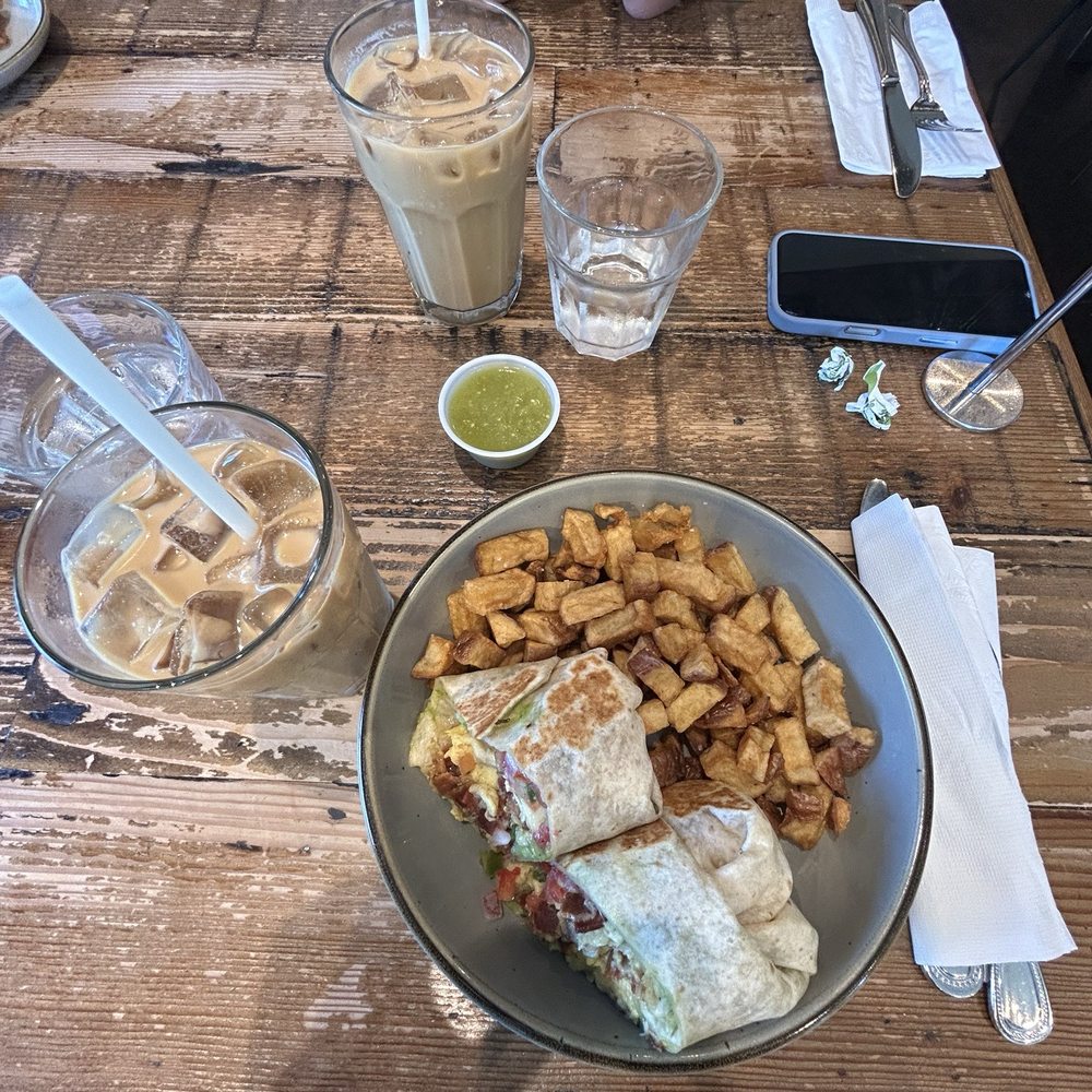 Breakaway Cafe - Bacon avocado burrito has potatoes and ice matter - Coffee & Tea Near Me - Chapel Hill, North Carolina
