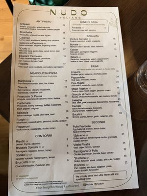 Menu photo 1 Nudo Italiano Las Vegas, NV