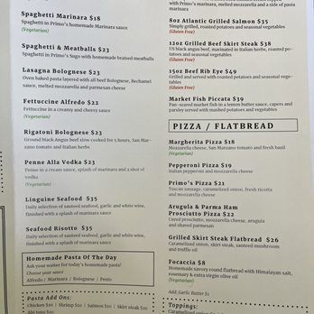Primo's Italian Restaurant & Lounge - Menu from March 2024 - Italian Near Me - Miami, Florida