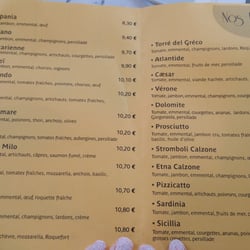 Dolce Vita - La carte des pizzas à emporter