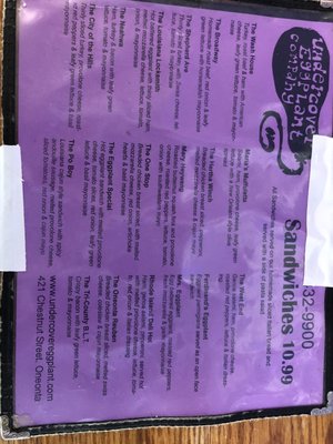 Menu photo 6 Undercover Eggplant Oneonta, NY Menu photo 6 Undercover Eggplant Oneonta, NY