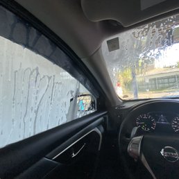 One corner back and front left with soap on it.