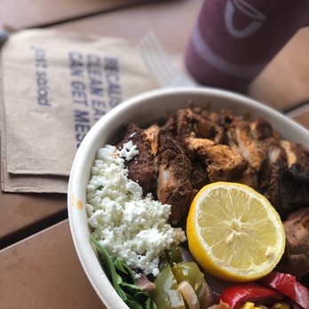 Just Salad - Warm Chicken Goat Cheese Warm Bowl and Almond Berry Blast Smoothie - Salad Near Me - Fort Lauderdale, Florida Just Salad - Warm Chicken Goat Cheese Warm Bowl and Almond Berry Blast Smoothie - Salad Near Me - Fort Lauderdale, Florida