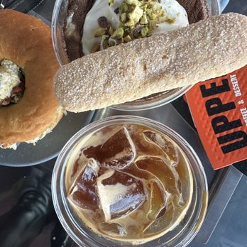 Cafe Upper - iced americano, pistachio einspeaner, plain bagel with tomato basil cream cheese - Cafes Near Me - Los Angeles, California Cafe Upper - iced americano, pistachio einspeaner, plain bagel with tomato basil cream cheese - Cafes Near Me - Los Angeles, California