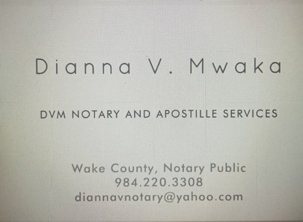 DVM NOTARY AND APOSTILLE SERVICES Updated August 2024 Raleigh