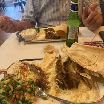 Abu Kabab - Lamb chops Shiraz salad and lamb  babaganoush - Mediterranean Near Me - Pasadena, California
