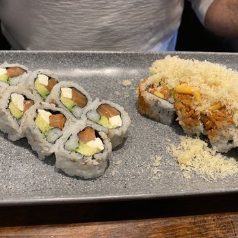 Fukuda - Philly roll and crunchy spicy tuna roll - Japanese Near Me - The Woodlands, Texas Fukuda - Philly roll and crunchy spicy tuna roll - Japanese Near Me - The Woodlands, Texas