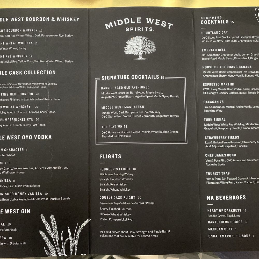 Service Bar - Cocktail menu - New American Near Me - Columbus, Ohio