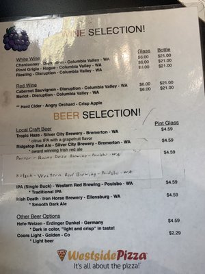 Menu photo 2 Westside Pizza Kingston, WA Menu photo 2 Westside Pizza Kingston, WA