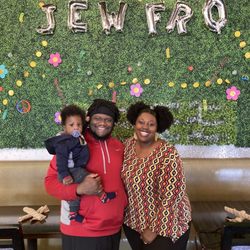 Family photo @ JewFro. Beautifully decorated, perfect for photo op!