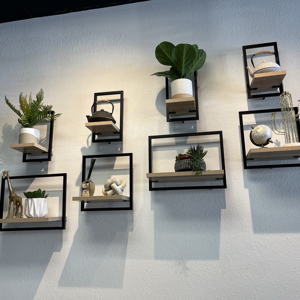 Decor above the seating areas