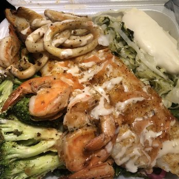 Eli's Table - Mediterranean Plate include sea bass, shrimp, & calamari! + choice of 3 salads!! - Mediterranean Near Me - Toronto, Ontario
