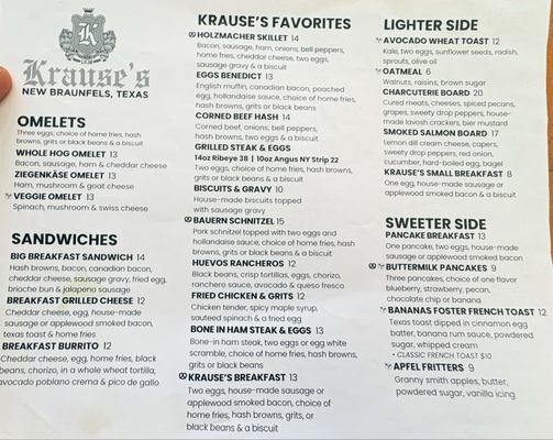 Menu photo 1 Krause's Cafe New Braunfels, TX Menu photo 1 Krause's Cafe New Braunfels, TX