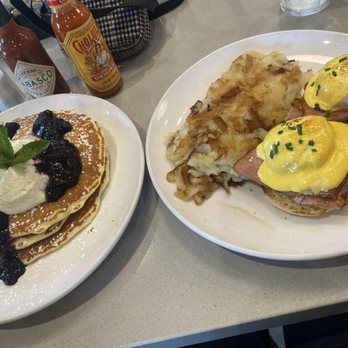 Poached Kitchen - Blueberry lemon ricotta pancakes + Eggs Benedict! So good!! - Breakfast & Brunch Near Me - Irvine, California Poached Kitchen - Blueberry lemon ricotta pancakes + Eggs Benedict! So good!! - Breakfast & Brunch Near Me - Irvine, California