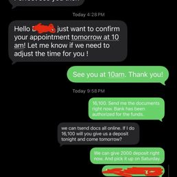Text message between the dealer and me. Text message between the dealer and me.