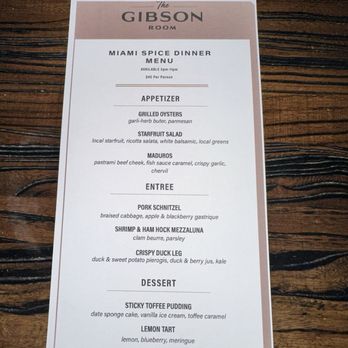 The Gibson Room - Miami spice menu - New American Near Me - Miami, Florida The Gibson Room - Miami spice menu - New American Near Me - Miami, Florida