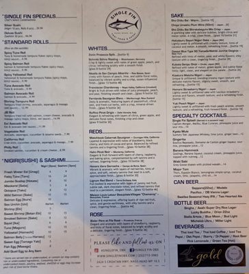 Menu photo 1 Single Fin Thai Sushi - Nags Head Nags Head, NC Menu photo 1 Single Fin Thai Sushi - Nags Head Nags Head, NC